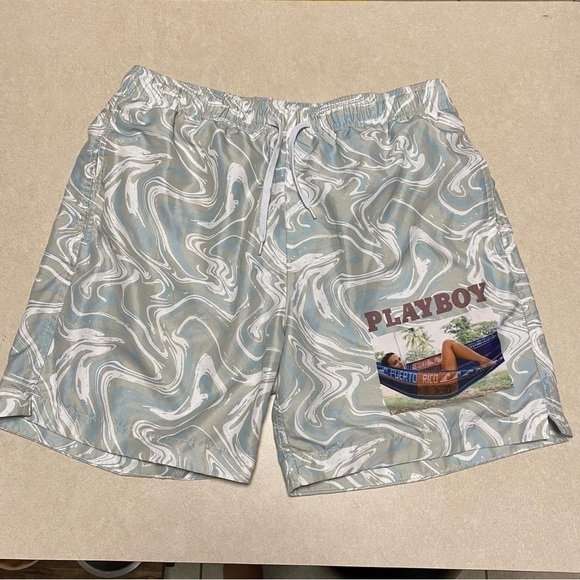 Playboy By PacSun Swim Trunks Men’s Size Medium Marble Swim Short Trunks - Picture 11 of 15